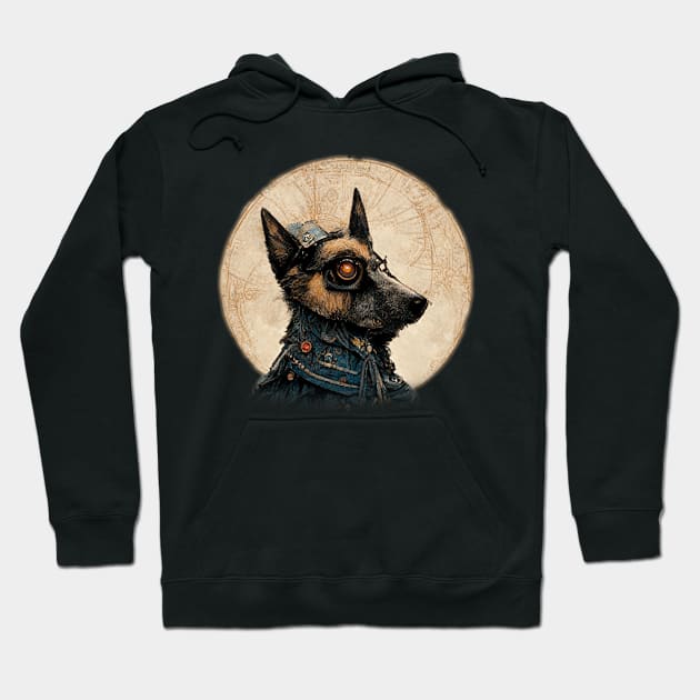 German Sheperd Surreal Steampunk Artwork, Dog Lover Hoodie by maxdax